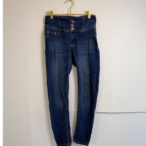 MAZY High Rise Button Fly Skinny Jeans Dark Wash Women's Size 7/8 - Picture 10 of 10